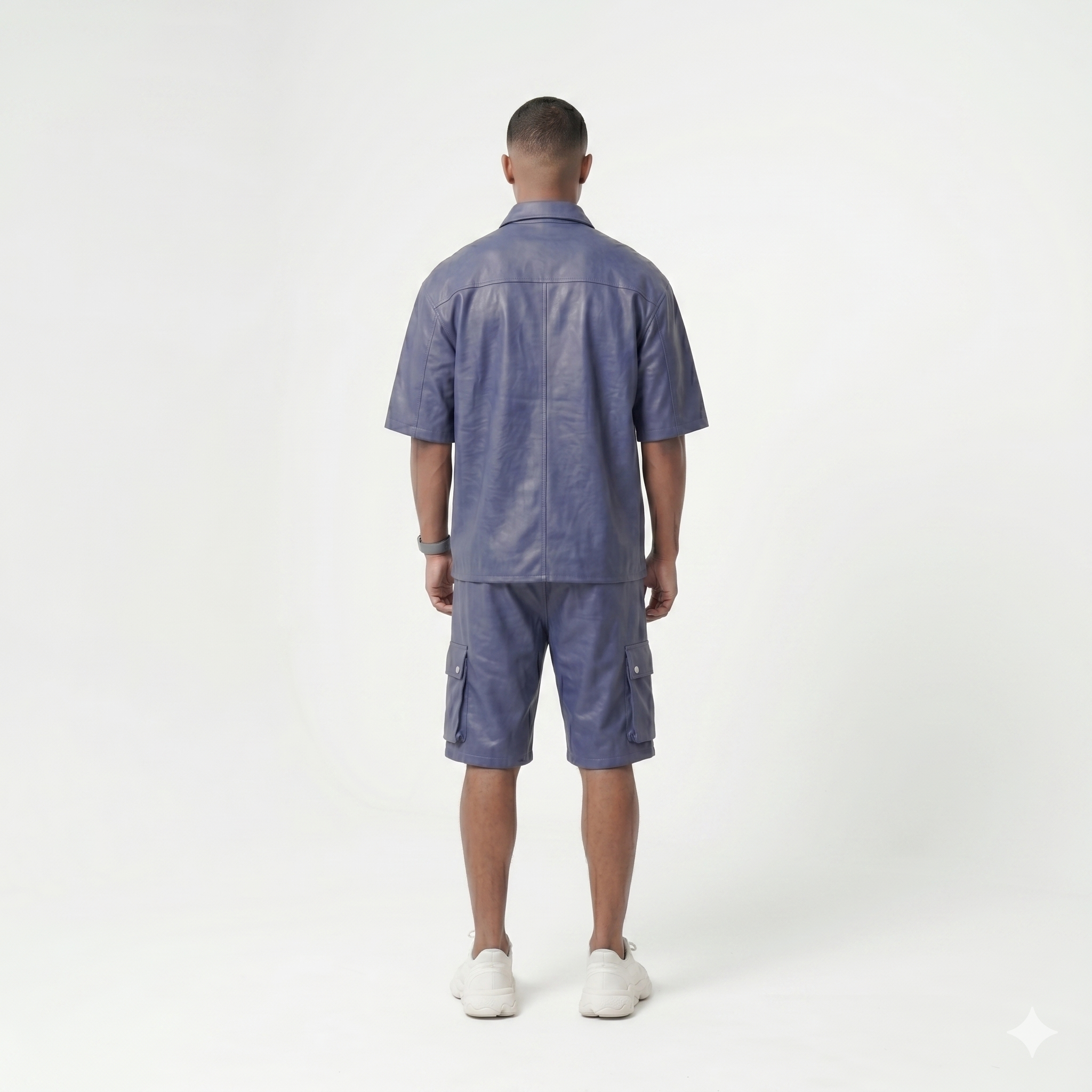 Men’s Blue Shirt and Cargo Shorts Set – Luxury Streetwear Outfit