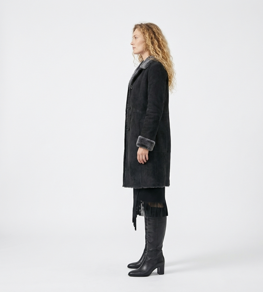 Women’s Fur Trim Long Winter Coat with Button Front – Premium Winter Outerwear