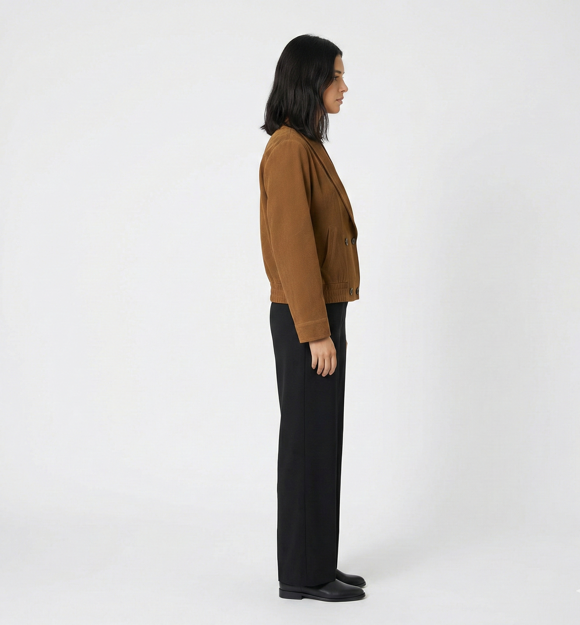 Women’s Brown Suede Jacket with Double-Breasted Front