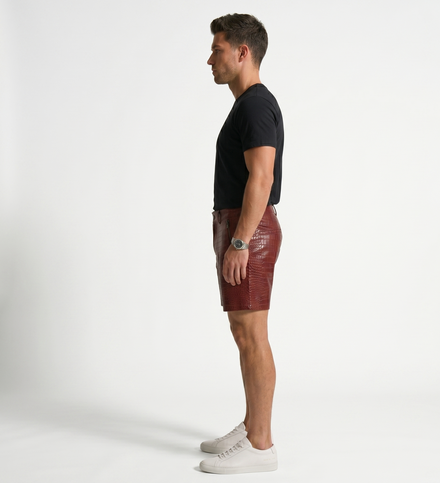 Men’s Red Crocodile Embossed Cargo Shorts – Designer Streetwear (Copy)