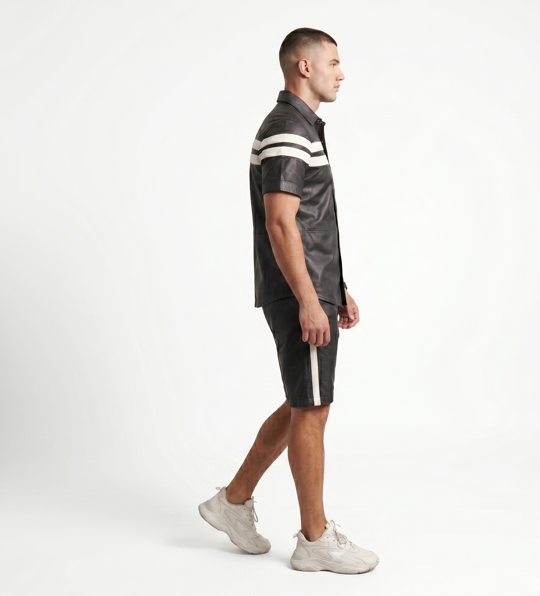 Men’s Black Shirt and Shorts Set – Luxury Streetwear Outfit