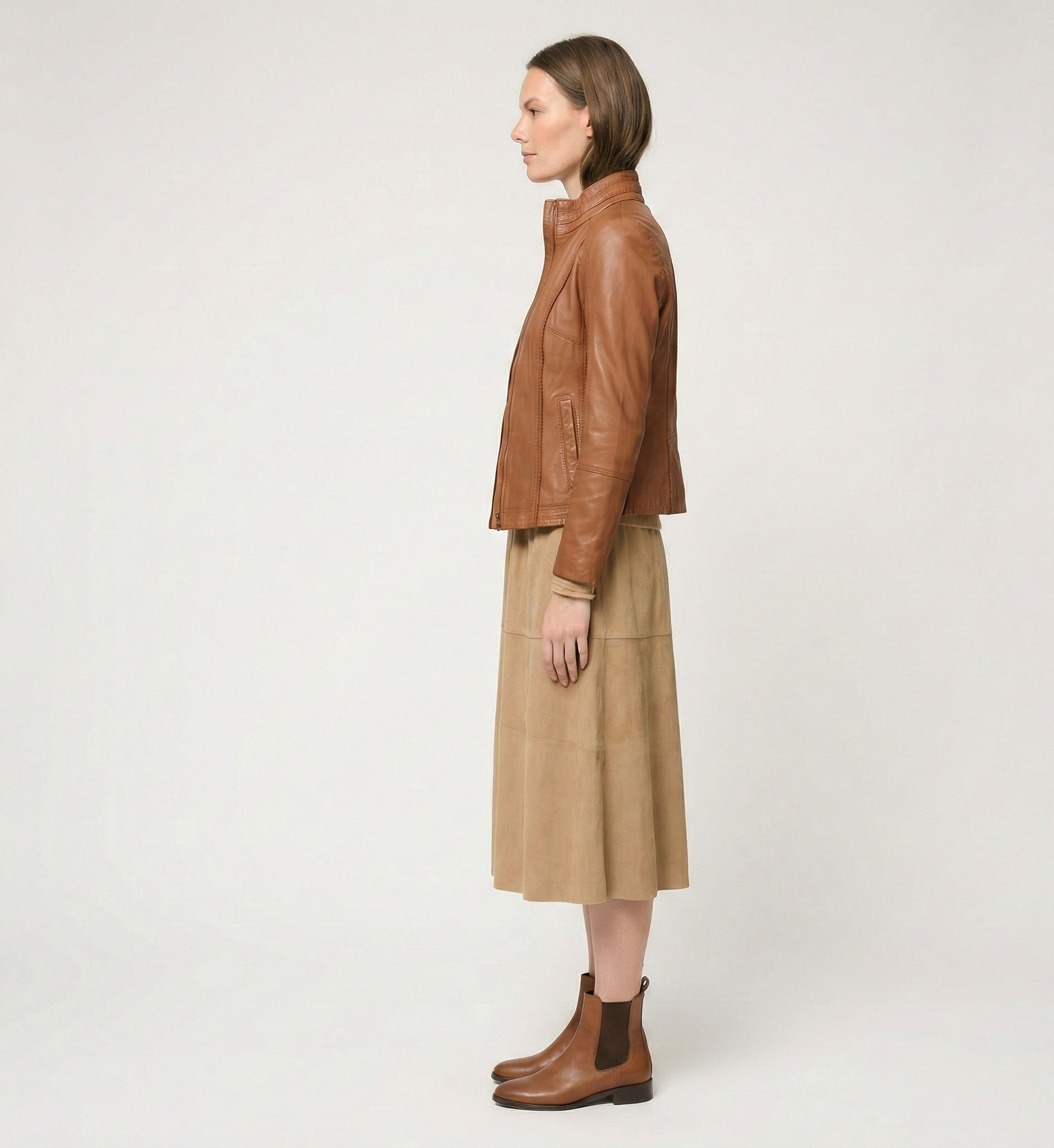 Women’s Brown Leather Jacket – Slim Fit