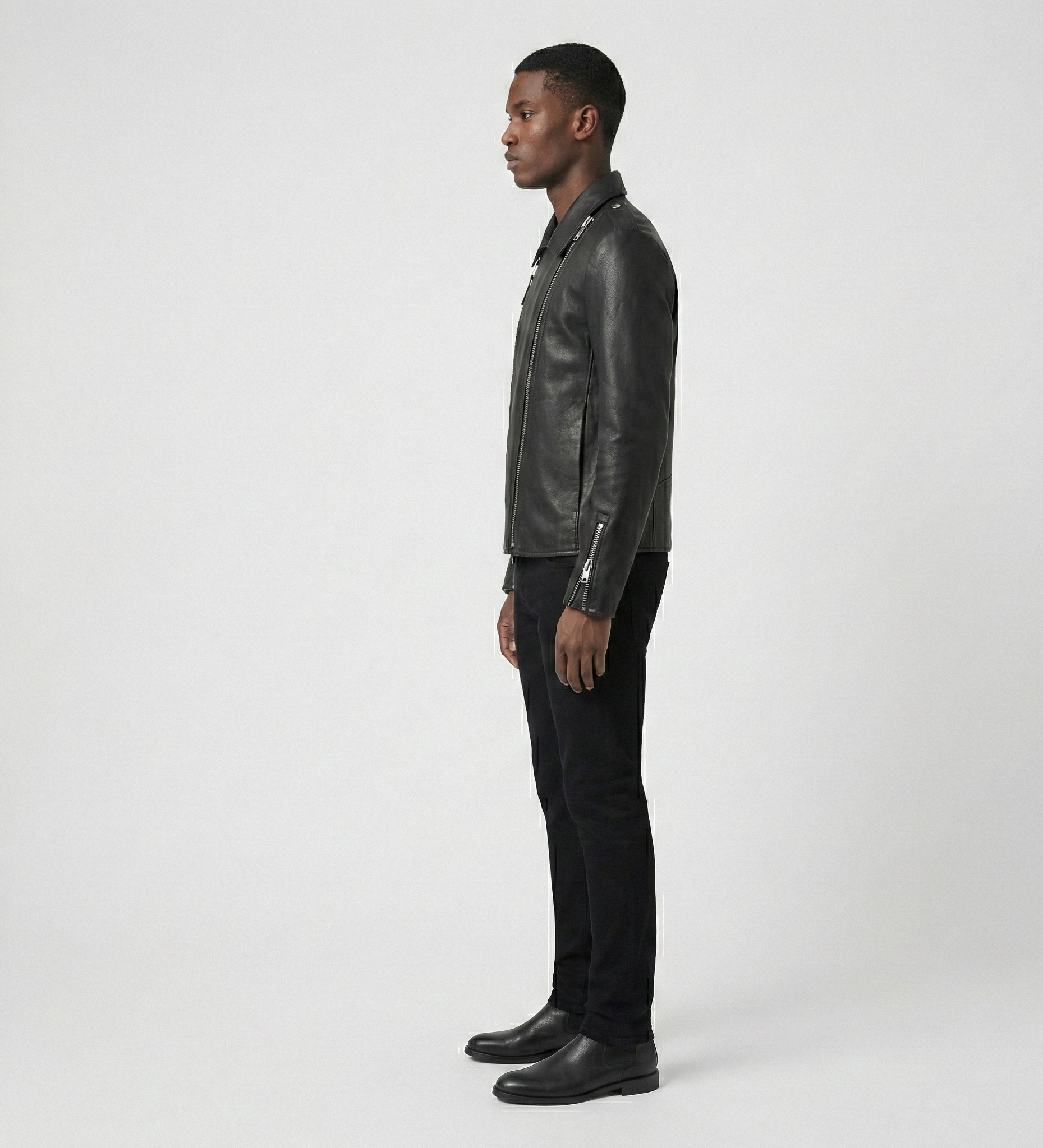 Premium Men’s Black Leather Moto Jacket – Modern Slim Fit Biker Design