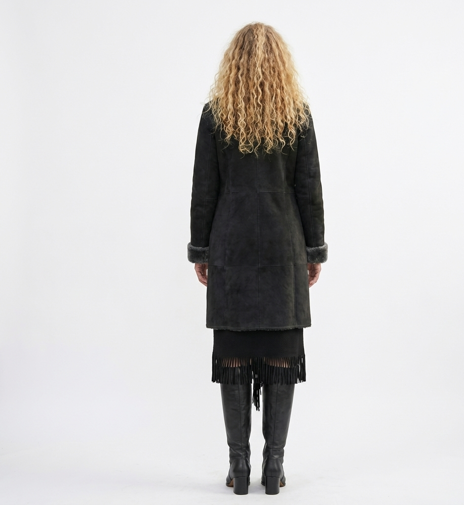 Women’s Fur Trim Long Winter Coat with Button Front – Premium Winter Outerwear