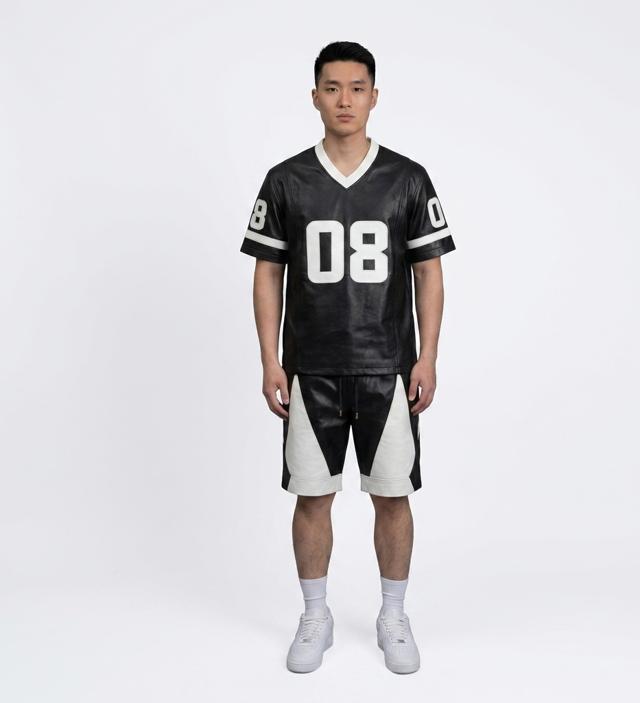 Men’s Black and White Jersey Shorts Set – Luxury Streetwear Outfit