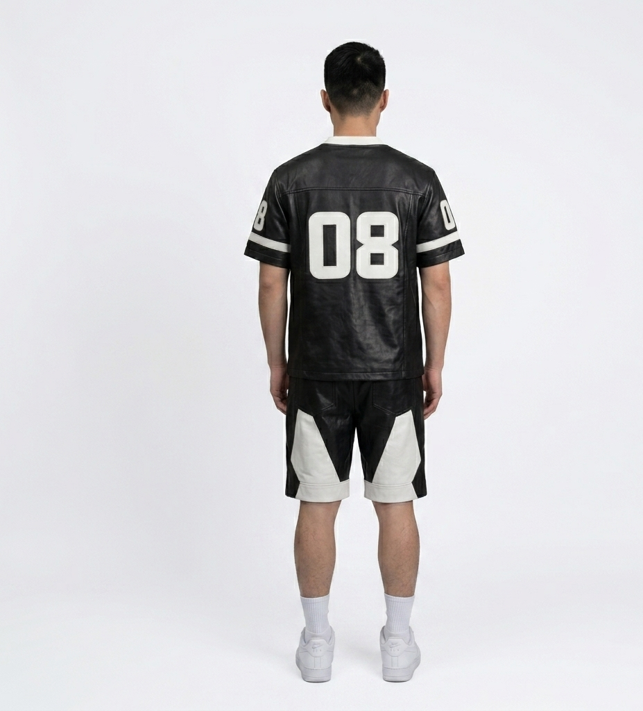 Men’s Black and White Jersey Shorts Set – Luxury Streetwear Outfit