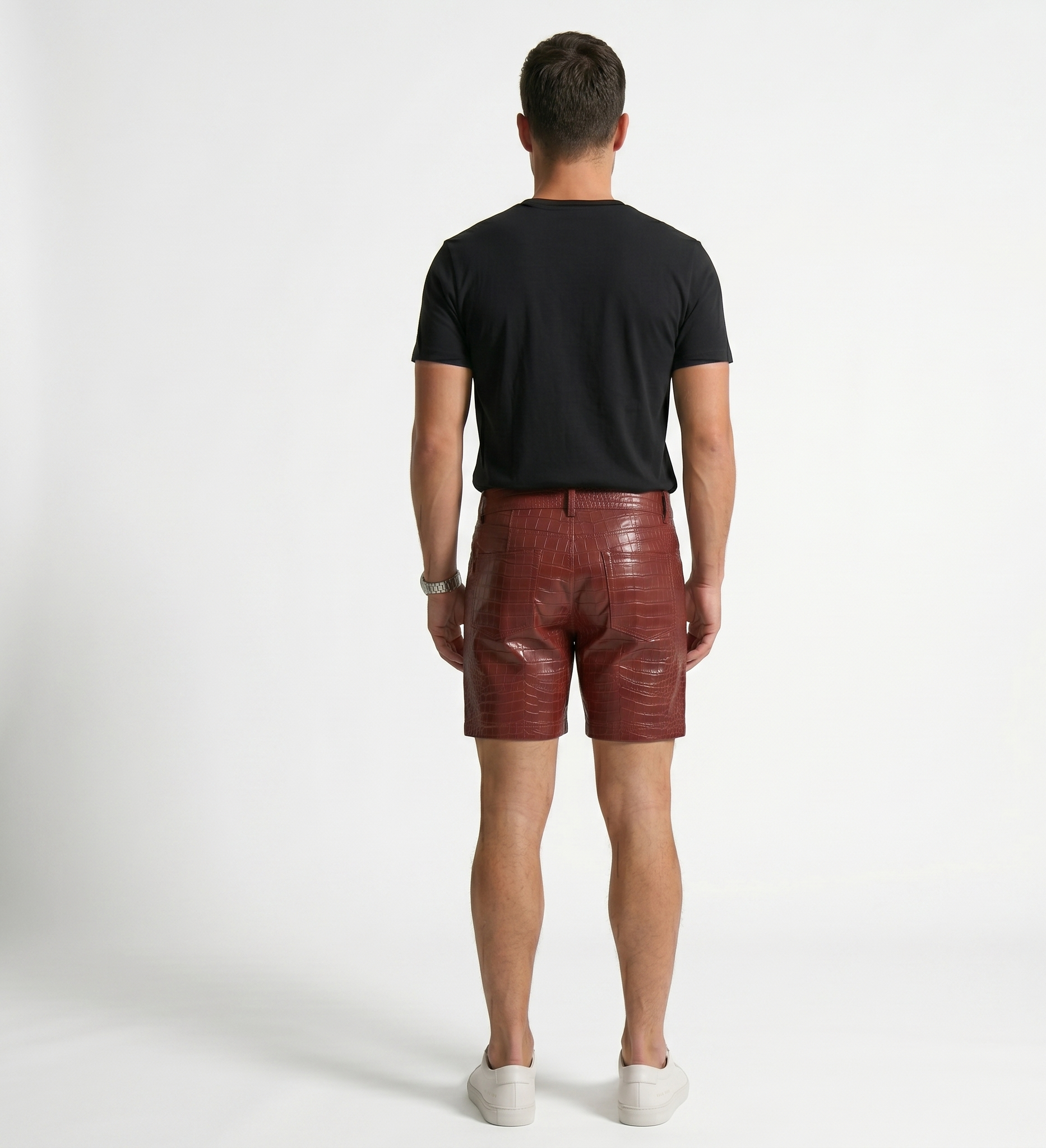Men’s Red Crocodile Embossed Cargo Shorts – Designer Streetwear (Copy)