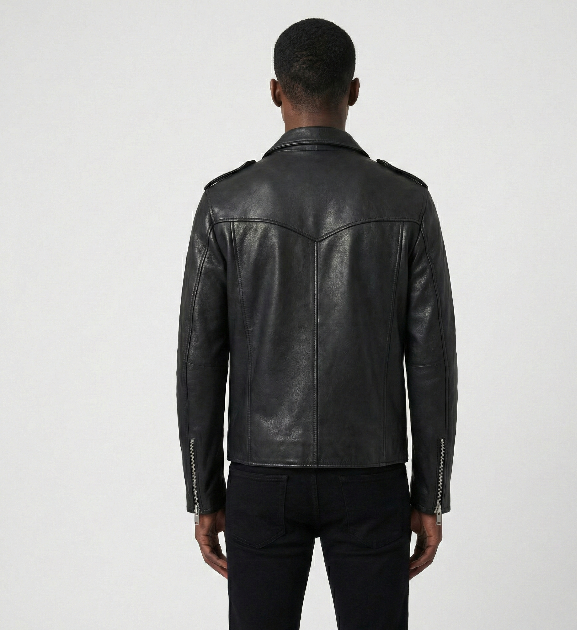Premium Men’s Black Leather Moto Jacket – Modern Slim Fit Biker Design