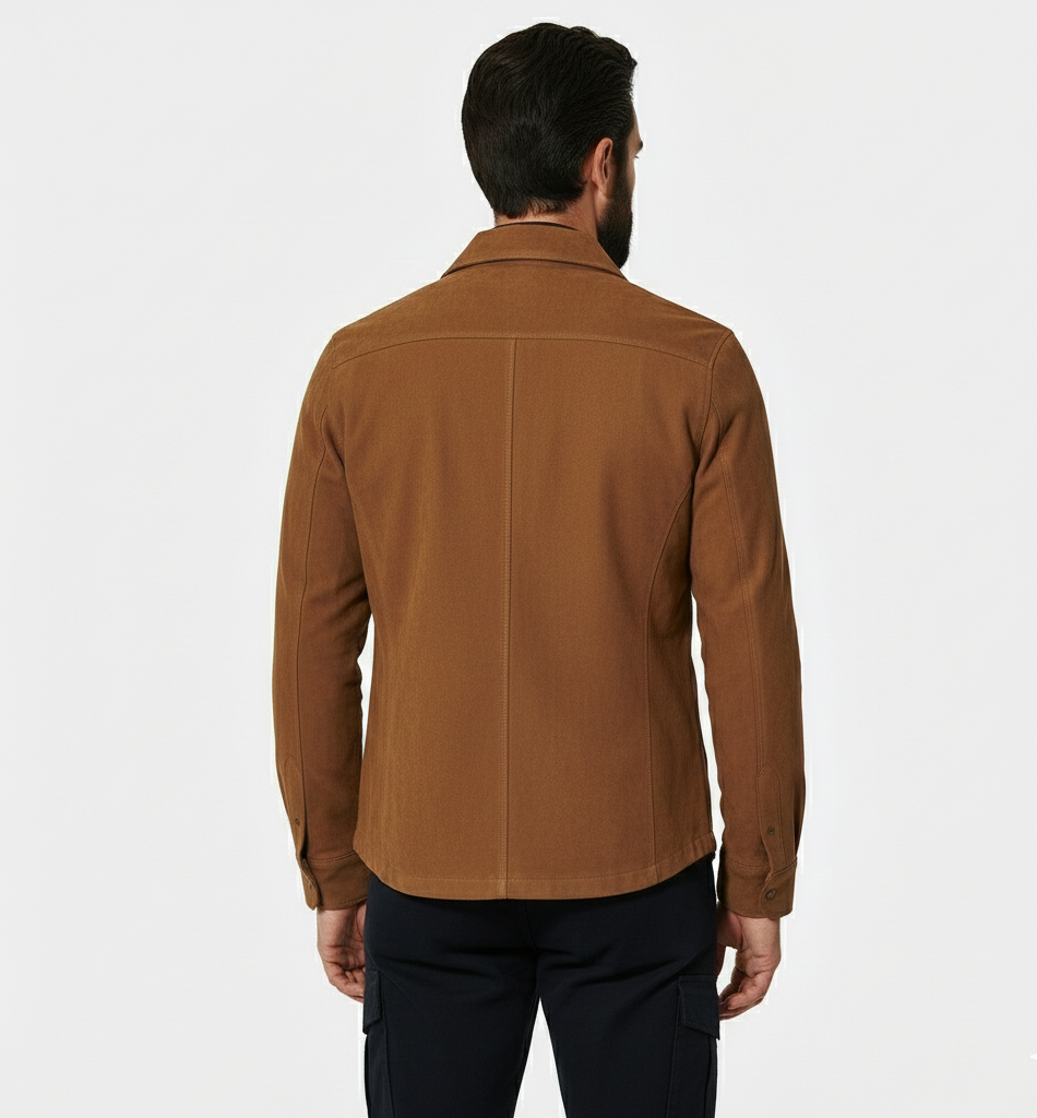 Men’s Suede Shirt Jacket with Chest Pockets – Casual Outerwear