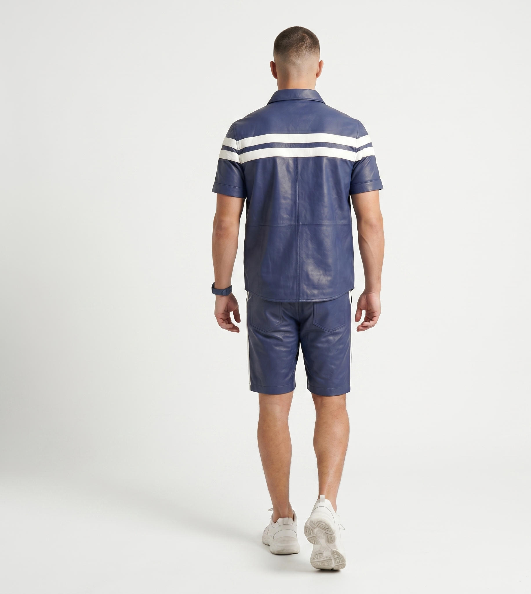 Men’s Blue Shirt and Shorts Set – Luxury Streetwear Outfit