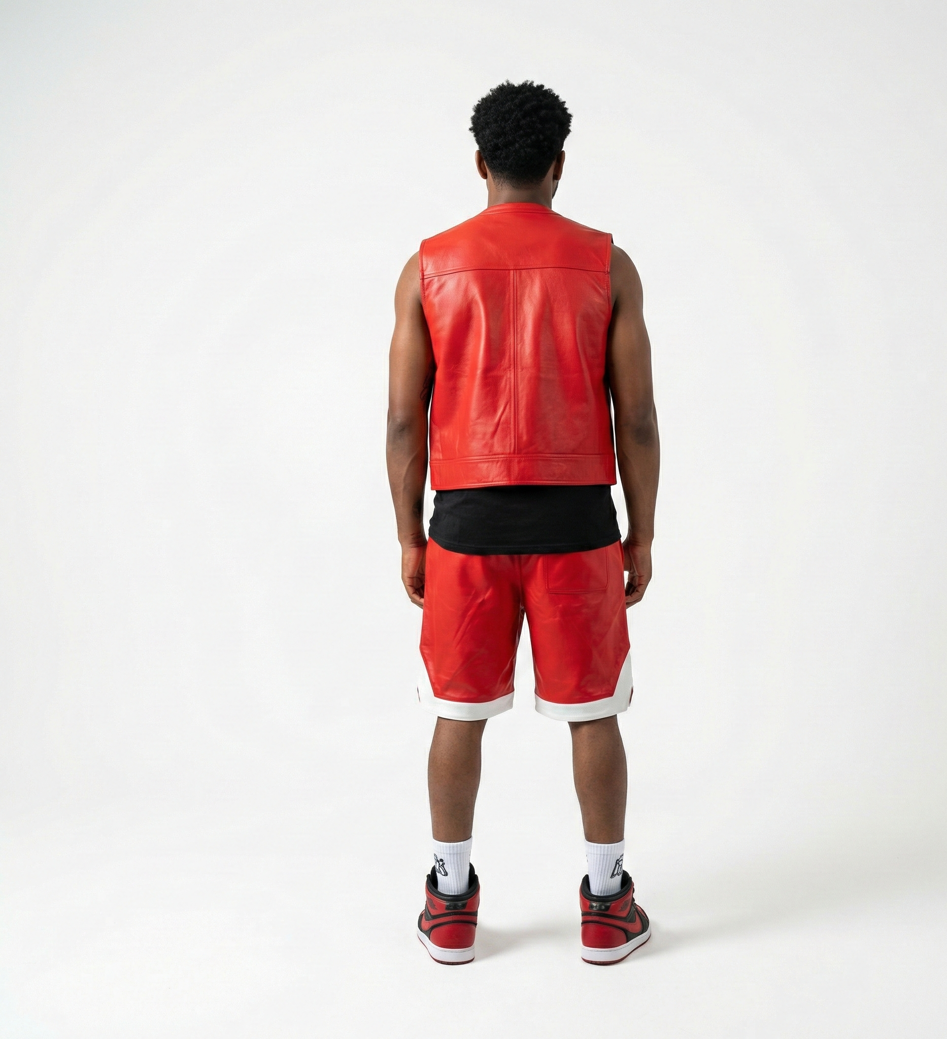 Men’s Red Leather Shorts – Modern Style