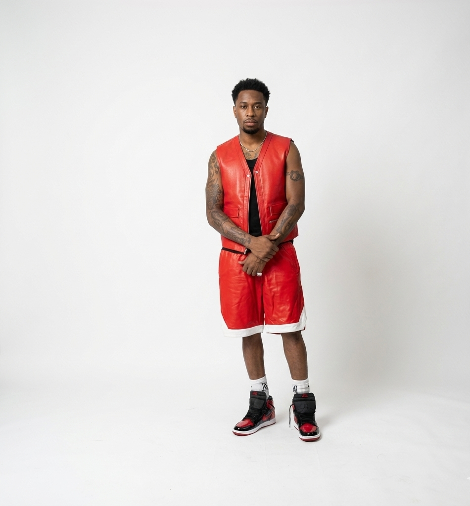 Men’s Red Leather Shorts – Modern Style