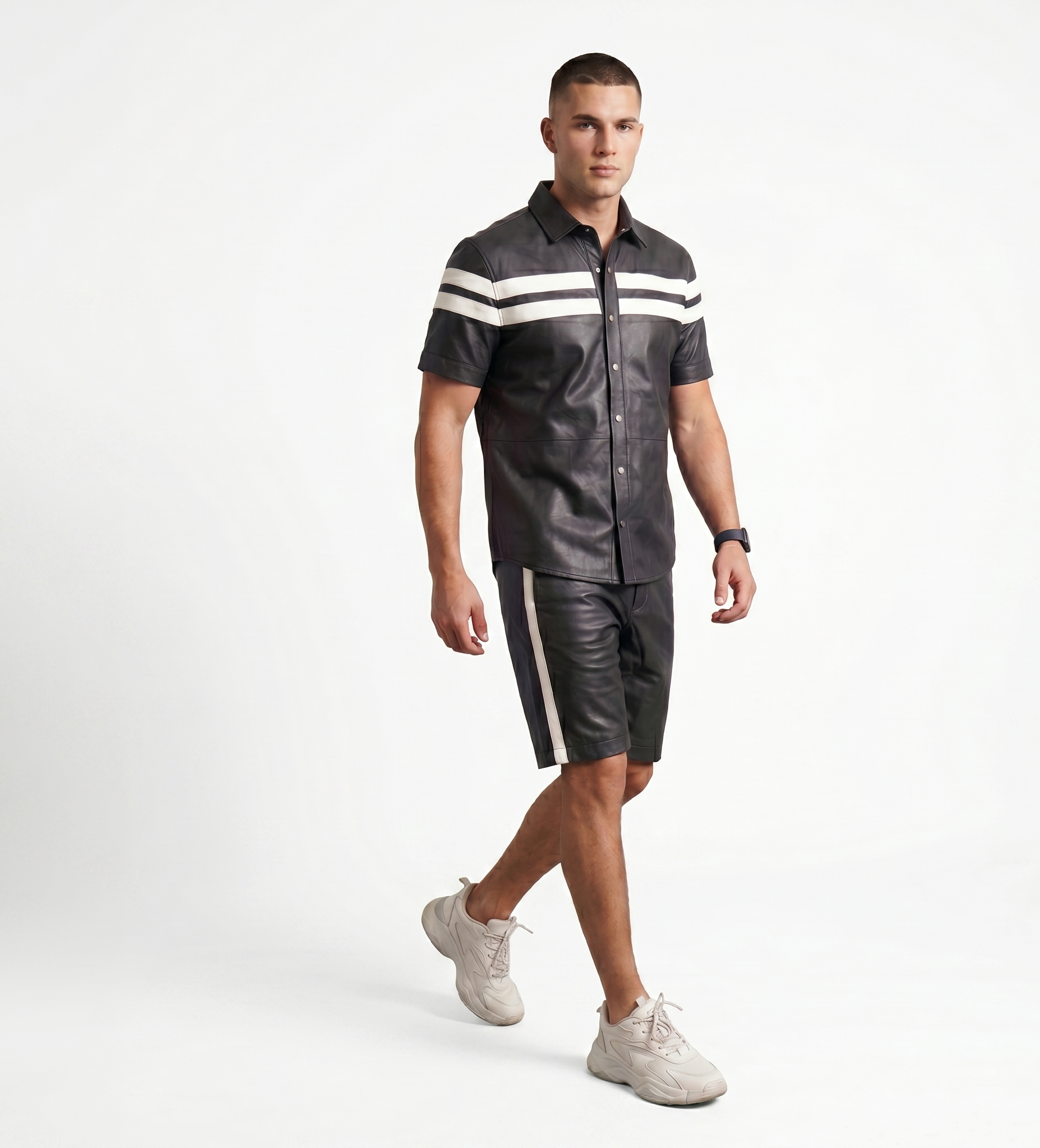 Men’s Black Shirt and Shorts Set – Luxury Streetwear Outfit