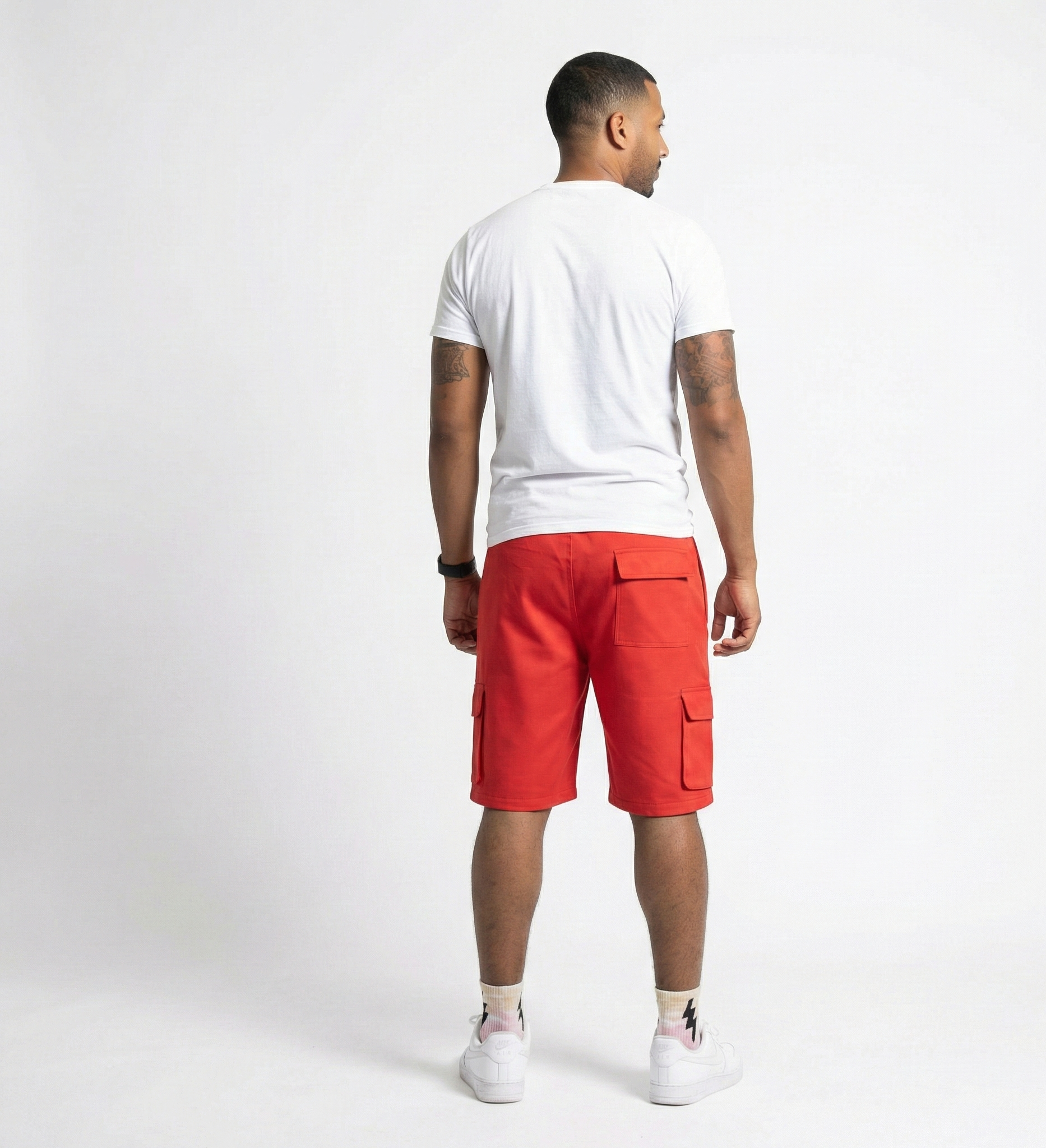 Men’s Red Leather Cargo Shorts – Casual Street Fit