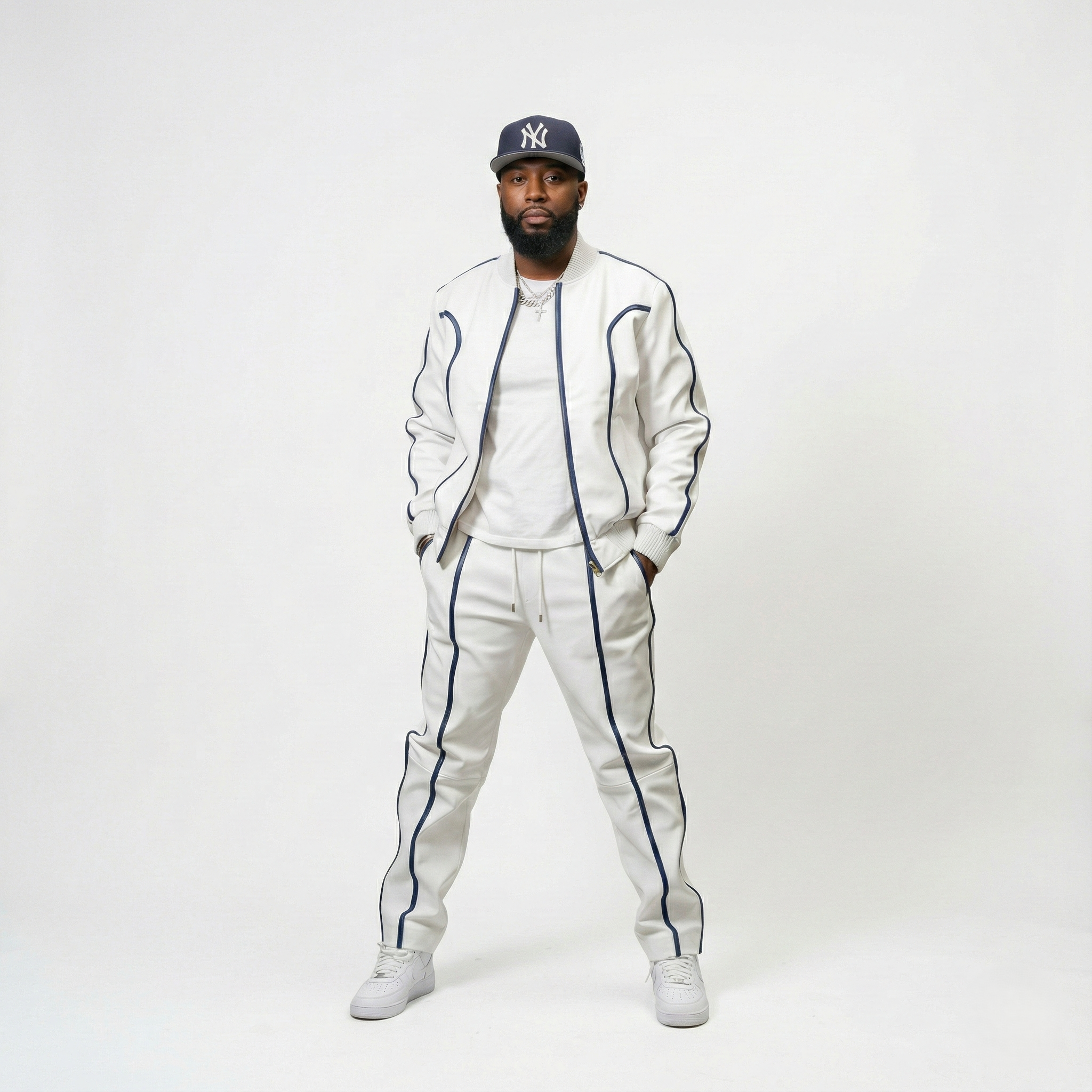Men’s White Tracksuit Set – Athletic Casual Two-Piece Outfit